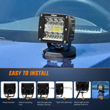 Nilight 3 Inch 42W Upgraded Triple Row Spot Flood Square LED Pods (Pair), view 6