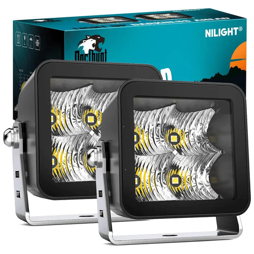 Nilight 3 Inch 4LED Built-in EMC Flood LED Pod Lights (Pair)