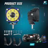 Nilight 3 Inch 9LED Round Spot Night Vision Auxiliary Ditch LED Light Pods (Pair) | 18AWG Wire 5Pin Switch, view 2