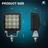 Nilight 3 Inch 9LED Square Flood Built-in EMC LED Pod Lights (Pair), view 2