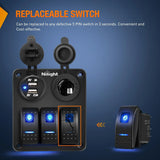 Nilight 3Pcs 5Pin SPST On/Off Rocker Switch Blue, view 6