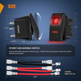 Nilight 3Pcs 5Pin SPST On/Off Rocker Switch Red, view 2