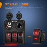 Nilight 3Pcs 5Pin SPST On/Off Rocker Switch Red, view 6