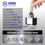 Nilight 3PCS Blue LED Toggle Switches 12V 20A 3 Pin 2 Position ON Off SPST Heavy Duty Rocker Switch for Auto Car Marine RV Vehicles Truck Boat Dash, view 6