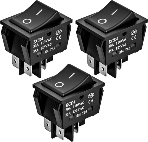 Nilight 3PCS DPST Rocker Switches 12V 30A/110V 35A/125VAC 4 Pin 2 Position Switch ON Off Toggle Switch KCD4 for Car Automotive Truck Boat Marine Off-Road Vehicle