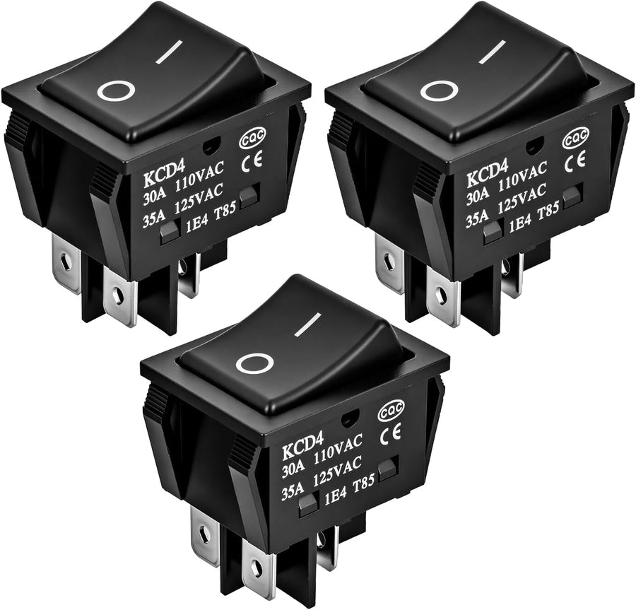 Nilight 3PCS DPST Rocker Switches 12V 30A/110V 35A/125VAC 4 Pin 2 Position Switch ON Off Toggle Switch KCD4 for Car Automotive Truck Boat Marine Off-Road Vehicle