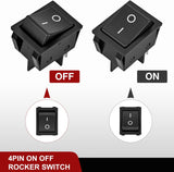 Nilight 3PCS DPST Rocker Switches 12V 30A/110V 35A/125VAC 4 Pin 2 Position Switch ON Off Toggle Switch KCD4 for Car Automotive Truck Boat Marine Off-Road Vehicle, view 3