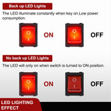 Nilight 3PCS DPST Rocker Switches 12V 30A/110V 35A/125VAC Red Lighted 4 Pin 2 Position ON Off Toggle Switch KCD4 for Car Automotive Truck Boat Marine Off-Road Vehicle, view 4