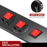 Nilight 3PCS DPST Rocker Switches 12V 30A/110V 35A/125VAC Red Lighted 4 Pin 2 Position ON Off Toggle Switch KCD4 for Car Automotive Truck Boat Marine Off-Road Vehicle, view 6