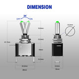 Nilight 3PCS Green LED Toggle Switches 12V 20A 3 Pin 2 Position ON Off SPST Heavy Duty Rocker Switch for Auto Car Marine RV Vehicles Truck Boat Dash, view 2