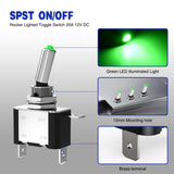 Nilight 3PCS Green LED Toggle Switches 12V 20A 3 Pin 2 Position ON Off SPST Heavy Duty Rocker Switch for Auto Car Marine RV Vehicles Truck Boat Dash, view 3
