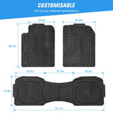 Nilight 3Pcs Rubber Cargo Mats Universal Trim to fit Most Vehicles, view 2