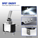 Nilight 3PCS White LED Toggle Switches 12V 20A 3 Pin 2 Position ON Off SPST Heavy Duty Rocker Switch for Auto Car Marine RV Vehicles Truck Boat Dash, view 3