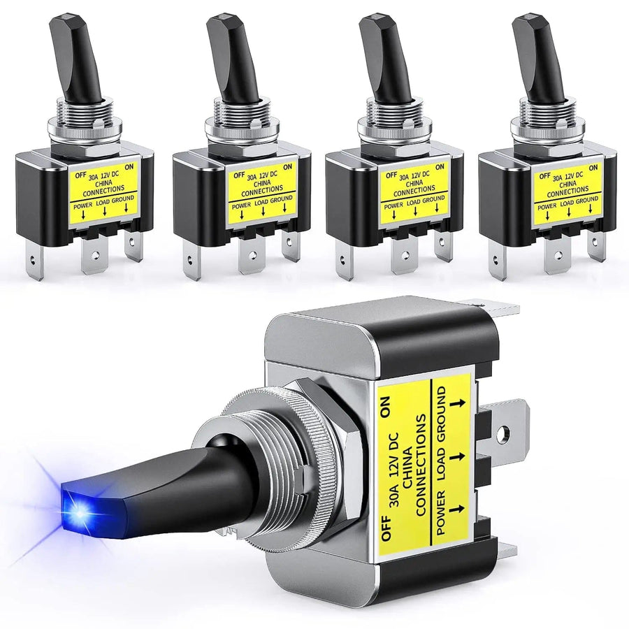 Nilight 5Pcs 3Pin SPST Blue LED toggle Switch