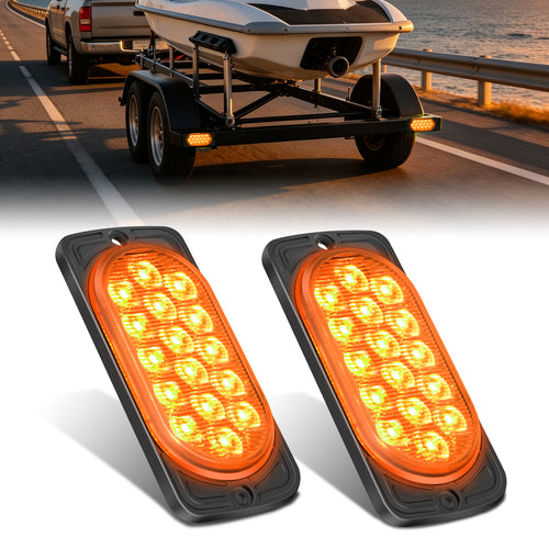 Nilight 4.4 Inch Aluminum Housing Tail Light 2 PCS 16 LED Amber Left Right Turn Signals Marker Lights Surface Mount IP67 Waterproof for 10-30V RV Camper Trailer Truck Bus Boat