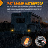 Nilight 4.4 Inch Aluminum Housing Tail Light 2 PCS 16 LED Amber Left Right Turn Signals Marker Lights Surface Mount IP67 Waterproof for 10-30V RV Camper Trailer Truck Bus Boat, view 4