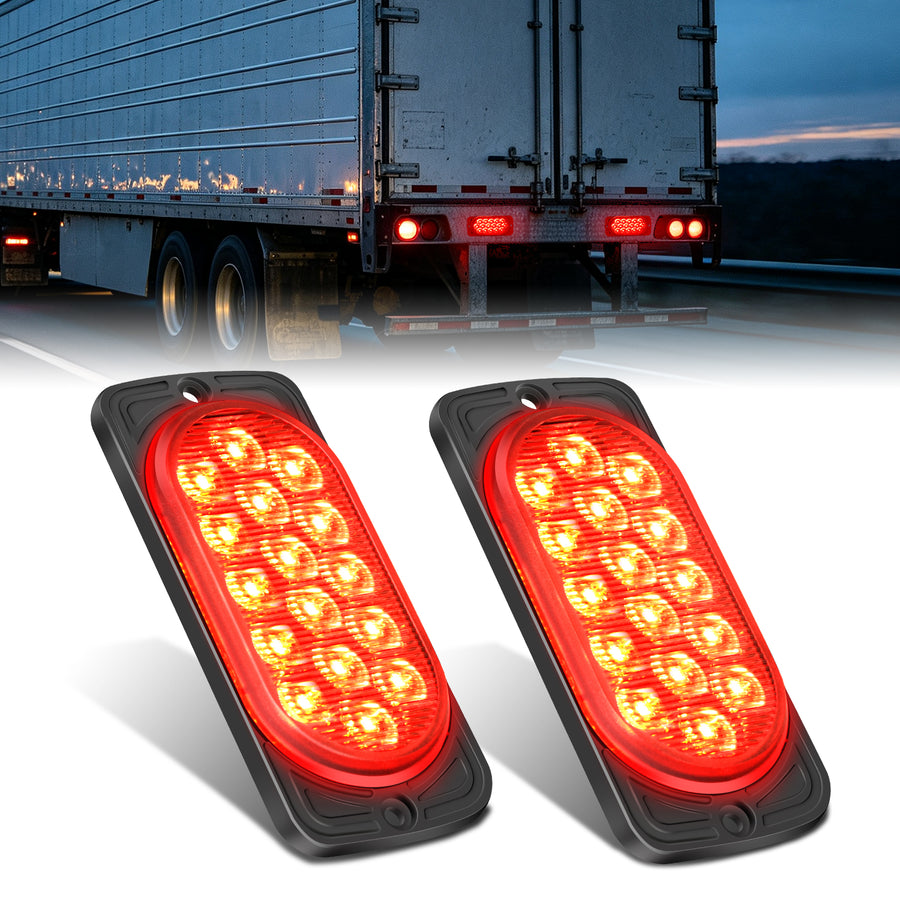 Nilight 4.4 Inch Aluminum Housing Tail Light 2 PCS 16 LED Red Running Brake Turn Signals Marker Lights Surface Mount IP67 Waterproof for 10-30V RV Camper Trailer Truck Bus Boat