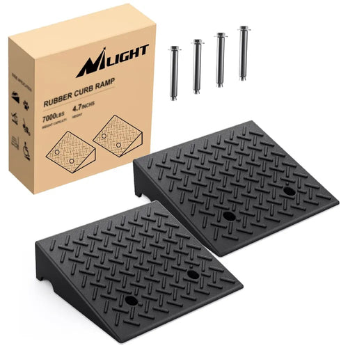 Nilight 4.7 Inch 7000lbs Load Capacity Rise Height Heavy Duty Rubber Curb Ramp (Pair)