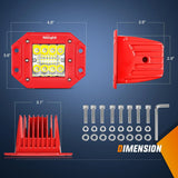 Nilight 4.8Inch 42W Flush Mount Spot Flood Red Case LED Work Lights 16AWG Wiring Harness Kit-2 Leads, view 2