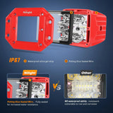 Nilight 4.8Inch 42W Flush Mount Spot Flood Red Case LED Work Lights 16AWG Wiring Harness Kit-2 Leads, view 4