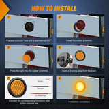 Nilight 4 Inch Amber Round 24Leds Tail Light Flush Mount Grommets (Pair), view 5