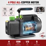 Nilight 4 CFM Vacuum Pump HVAC, 1/3 HP 110V Single Stage AC Vacuum Pumps Kit for R22 R404a R134a R410a, 5 Pa Ultimate Vacuum for Auto Air Conditioning Servicing Refrigerant Recharging, Oil Included, view 2