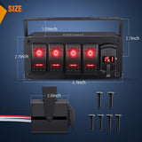 Nilight 4 Gang Rocker Switch Box 12V SPST ON Off Toggle Switches PD Type C and QC 3.0 USB Charger Voltmeter LED Light Waterproof Aluminum Mount Bracket Panel DIY Stickers for Boat Car RV Truck, view 2