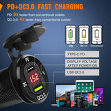 Nilight 4 Gang Rocker Switch Box 12V SPST ON Off Toggle Switches PD Type C and QC 3.0 USB Charger Voltmeter LED Light Waterproof Aluminum Mount Bracket Panel DIY Stickers for Boat Car RV Truck, view 3