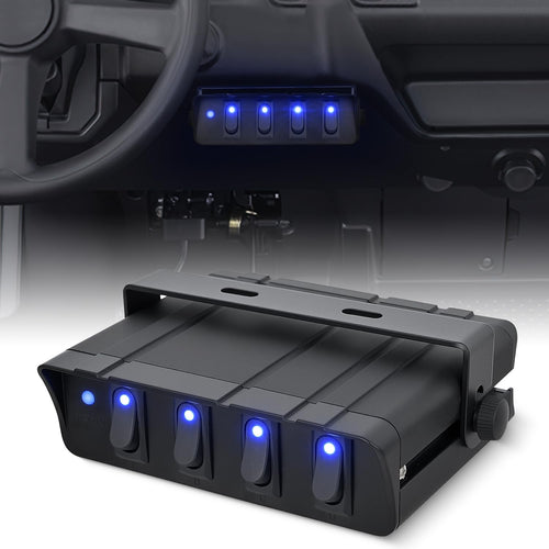 Nilight 4 Gang Rocker Switch Box Waterproof SPST Toggle Panel Blue LED 12V 24V 20A 40Amp Max for Automotive Cars Vehicles Boats RVs Campers SUVs