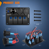 Nilight 4 Gang Rocker Switch Panel Waterproof Pre-Wired Aluminum Power Control Marine Panels with PD Type C and USB Cigarette Lighter Socket Voltmeter 12V 24V ON Off Switches for Car Trucks Boats RVs, view 2
