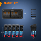 Nilight 4 Gang Switch Panel With QC3.0 & PD Charger And Voltmerter with Orange Backlit, view 4