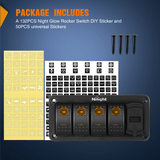 Nilight 4 Gang Switch Panel With QC3.0 & PD Charger And Voltmerter with Orange Backlit, view 5