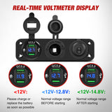 Nilight 4 in 1 ON/OFF Blue Charger Socket Panel w/ Dual QC 3.0 USB Voltmeter Cigarette, view 4