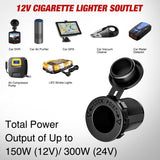 Nilight 4 in 1 ON/OFF Blue Charger Socket Panel w/ Dual QC 3.0 USB Voltmeter Cigarette, view 5