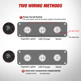 Nilight 4 in 1 ON/OFF Blue Charger Socket Panel w/ Dual QC 3.0 USB Voltmeter Cigarette, view 6