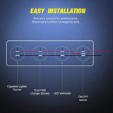 Nilight 4 in 1 ON/OFF Blue Charger Socket Panel w/ Dual USB Voltmeter Cigarette, view 4