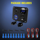 Nilight 4 in 1 ON/OFF Charger Socket Panel w/ Dual USB Voltmeter Cigarette, view 5