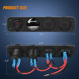 Nilight 4 in 1 ON/OFF Red Charger Socket Panel w/ Dual USB Voltmeter Cigarette, view 2