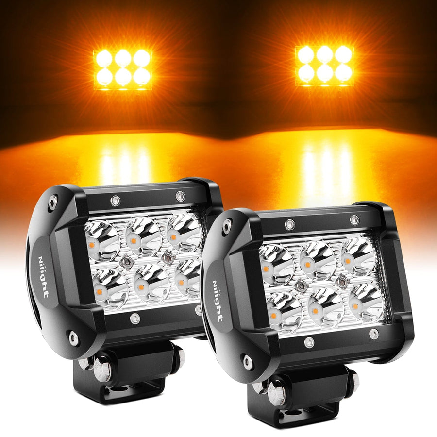 Nilight 4 Inch 18W ?Amber Beam LED Light Pods (Pair)