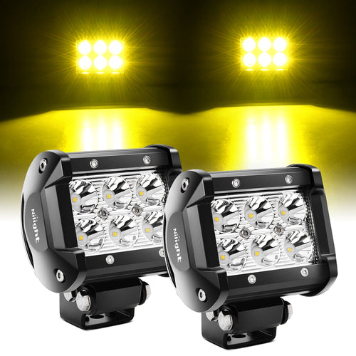 Nilight 4 Inch 18W Yellow Beam LED Light Pods (Pair)