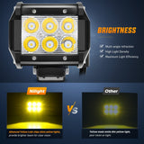 Nilight 4 Inch 18W Yellow Beam LED Light Pods (Pair), view 3