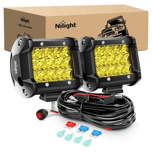 Nilight 4 Inch 36W 3600LM Amber Triple Row Spot Led Pods (Pair) | 16AWG Wire 3Pin Switch (25% OFF Final Checkout)