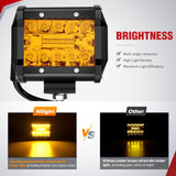 Nilight 4 Inch Amber LED Light Pods 2PCS Triple Row 60W Flood Spot Combo Offroad Driving Fog Lighting for 12V 24V Pickup Truck ATV UTV SUV, view 4