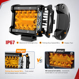 Nilight 4 Inch Amber LED Light Pods 2PCS Triple Row 60W Flood Spot Combo Offroad Driving Fog Lighting for 12V 24V Pickup Truck ATV UTV SUV, view 6