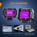 Nilight 4 Inch LED Light Pods Purple Triple Row 2PCS 60W Flood Spot Combo Off Road Driving Decoration Neon Hunting Lighting for UTV Pick-up Van Boat Tractor, view 5