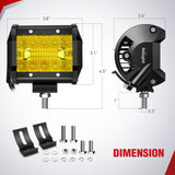 Nilight 4 Inch Yellow LED Light Pods 2PCS Triple Row 60W Flood Spot Combo Offroad Driving Fog Lighting for 12V 24V Pickup Truck ATV UTV SUV, view 2