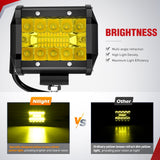 Nilight 4 Inch Yellow LED Light Pods 2PCS Triple Row 60W Flood Spot Combo Offroad Driving Fog Lighting for 12V 24V Pickup Truck ATV UTV SUV, view 4