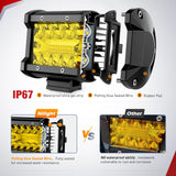 Nilight 4 Inch Yellow LED Light Pods 2PCS Triple Row 60W Flood Spot Combo Offroad Driving Fog Lighting for 12V 24V Pickup Truck ATV UTV SUV, view 6
