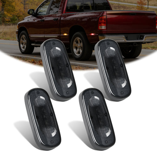Nilight 4 PCS 3 LED Red Amber Wheel Fender Side Marker Lights Smoked Lens Light Compatible With 2003-2009 Dodge Ram 1500 2500 3500 Super Duty