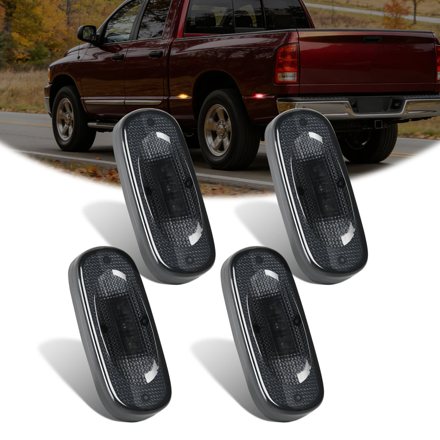 Nilight 4 PCS 3 LED Red Amber Wheel Fender Side Marker Lights Smoked Lens Light Compatible With 2003-2009 Dodge Ram 1500 2500 3500 Super Duty